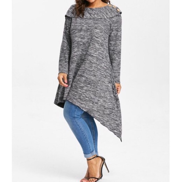 Gray Asymmetrical Plus Size Tunic - 5 Star Rated - Picture 5 of 8